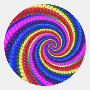 Rainbow Fractal Art Swirl Pattern Ronde Sticker