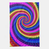 Rainbow Fractal Art Swirl Pattern Theedoek (Verticaal)