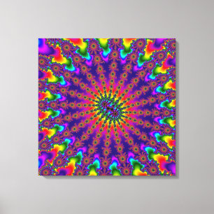 Rainbow Fractal Burst Canvas Afdruk