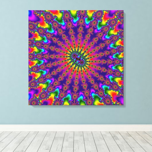 Rainbow Fractal Burst Canvas Afdruk (Insitu (Houten vloer))