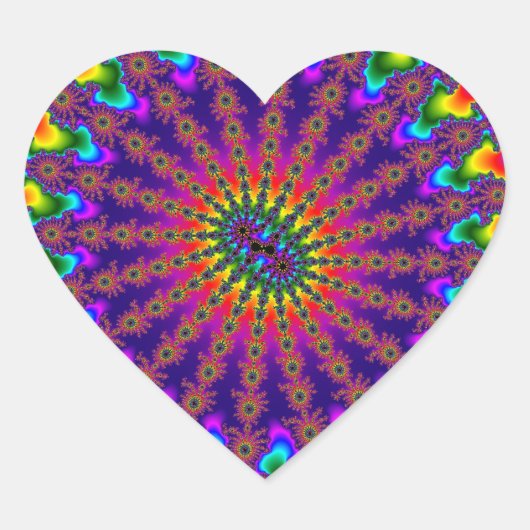 Rainbow Fractal Burst Hart Sticker (Voorkant)