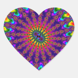 Rainbow Fractal Burst Hart Sticker