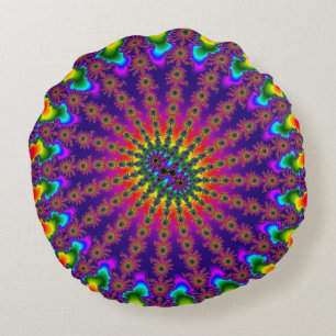 Rainbow Fractal Burst Rond Kussen