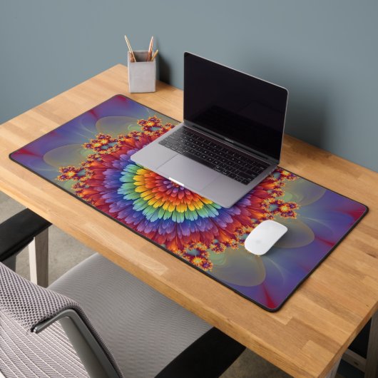 Rainbow Fractal Dahlia Bloom Abstract Bureaumat (Kantoor 2)