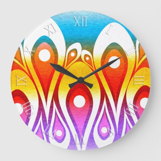Rainbow Fractal Lace Dream Wall Clock Grote Klok (Voorkant)