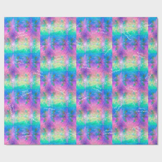 Rainbow Fractal Stropdas-Dye Snowflake Merry Kerst Cadeaupapier (Vlak)