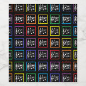 Rainbow Framed Musical Squares Black Wijn Etiket (Enkel label)