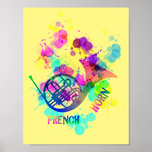 Rainbow French Horn Music Thleed Poster (Voorkant)