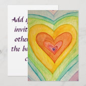 Rainbow Friendship Hearts Invitations ou invitatio (Devant / Derrière)