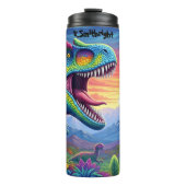 Rainbow Frilled Dinosaur Sunset Valley Thermosbeker (Voorkant)