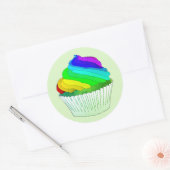 Rainbow Frosting Cupcake Ronde Sticker (Envelop)