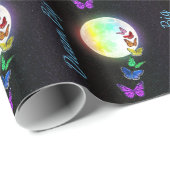 Rainbow Full Moon & Rainbow Butterflies Dream Big Cadeaupapier (Rol Hoek)