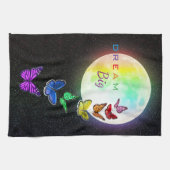Rainbow Full Moon & Rainbow Butterflies Dream Big Theedoek (Horizontaal)
