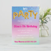 Rainbow Fun Gold Balloon Invitation (Debout devant)