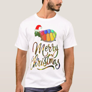 Rainbow Funny Turtle Wearing Santa Hat Xmas-cadeau T-shirt