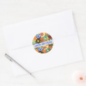 Rainbow Garden Art Deco Flowers Birthday Ronde Sticker (Envelop)