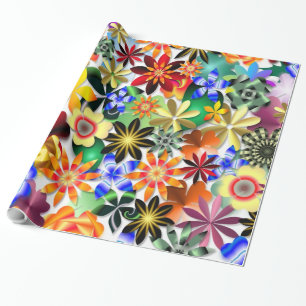 Rainbow Garden Art Deco Flowers Cadeaupapier