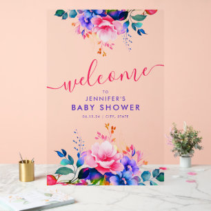 Rainbow GARDEN FLORAL Baby shower Welkom Acryl Bord