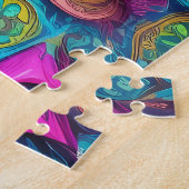 Rainbow Garden Neon Psychedelic Legpuzzel (Zijkant)