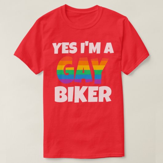Rainbow Gay Biker Ja T-shirt (Design voorkant)
