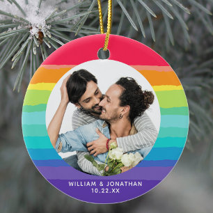 Rainbow Gay Couple Foto Keramisch Ornament