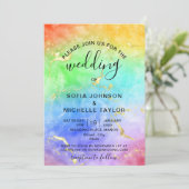 Rainbow Gay en Lesbian Pride Mrs. & Mrs. Uitnodigi Kaart (Staand voorkant)