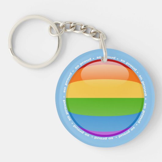 Rainbow Gay Lesbian Pride Bubble Vlag Sleutelhanger (Voorkant)