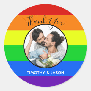 Rainbow Gay Pride Aangepaste foto Hartelijk dank v Ronde Sticker