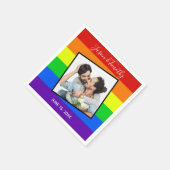 Rainbow Gay Pride Custom Couple Photo Bold Weddens Servet (Hoek)