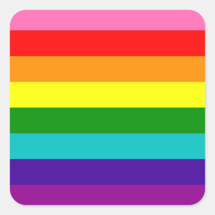 Rainbow Gay Pride LGBT Original 8 Stripes Flag Vierkante Sticker