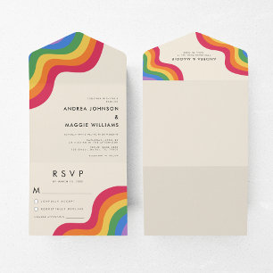 Rainbow Gay Pride LGBTQ Flag Colorful Wedding All In One Uitnodiging