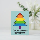 Rainbow Gay Xmas Boom Feestdagenkaart (Staand voorkant)