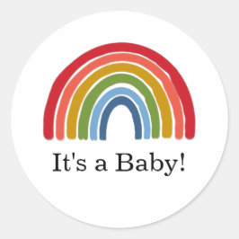 Rainbow Gender Neutral Baby shower Ronde Sticker