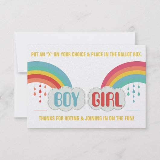 RAINBOW GENDER REVEAL STEMMING BALLOT Uitnodiging (Voorkant)