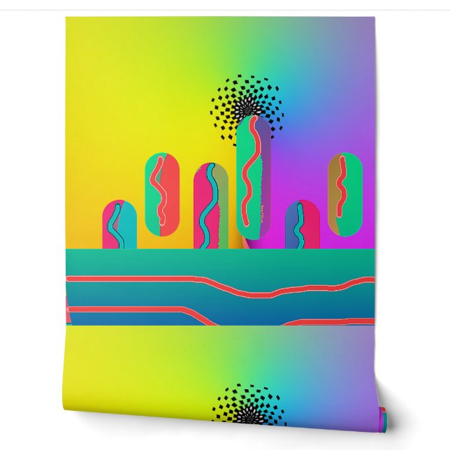 Rainbow Geo Spectacular Print Behang (Afrollen)