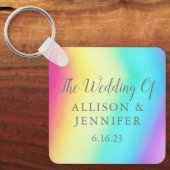  Rainbow Gepersonaliseerde LGBTQ Bruiloft Sleutelhanger (Voorkant)