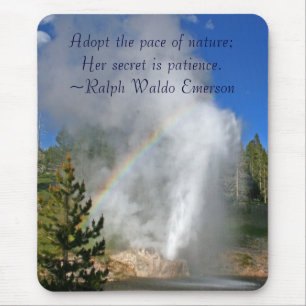 Rainbow Geyser Yellowstone w/ Famous Emerson Quote Muismat
