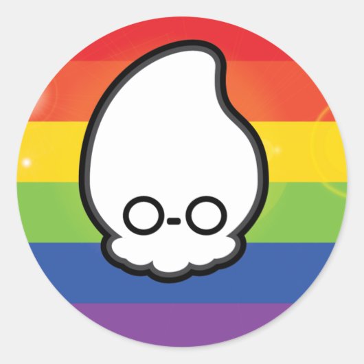 Rainbow Ghost Squid Ronde Sticker (Voorkant)