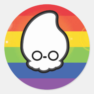Rainbow Ghost Squid Ronde Sticker