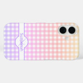 Rainbow Gingham Check Monogramed Custom Case-Mate iPhone Case (Achterkant (horizontaal))