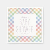 Rainbow gingham plaid schattig pastelbaby shower servet (Voorkant)