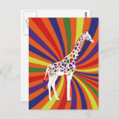 Rainbow Giraffe Art Briefkaart (Voorkant / Achterkant)