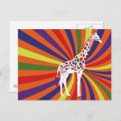 Rainbow Giraffe Art Briefkaart (Voorkant / Achterkant)