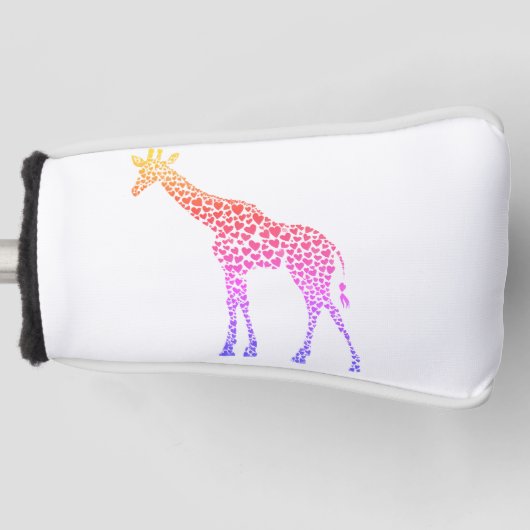 Rainbow Giraffe of Hearts Golf Head Hoesje Golfheadcover (Voorkant)