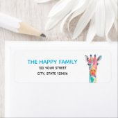 Rainbow Giraffe Return Address Labels (Insitu)