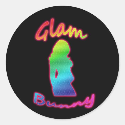Rainbow Glam Bunny Logo Sticker Rond (Voorkant)