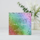 Rainbow Glam Faux Foil Bling Party Invitations (Debout devant)