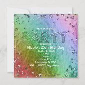 Rainbow Glam Faux Foil Bling Party Invitations (Devant)