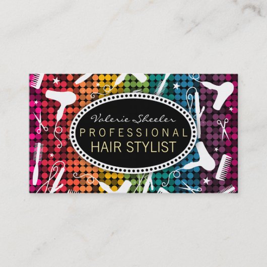Rainbow Glam Hair Salon Aangepaste Visitekaartjes (Voorkant)