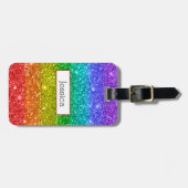 Rainbow Glitter Bagagelabel (Voorkant horizontaal)